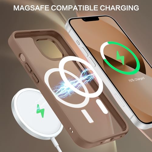 BENTOBEN Magnetic for iPhone 13 Case & iPhone 14 Case [Compatible with Magsafe] Translucent Matte Phone Case iPhone 13/14 6.1 inch Slim Thin Shockproof Women Men Protective Cover, Brown - Image 4