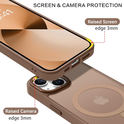 BENTOBEN Magnetic for iPhone 13 Case & iPhone 14 Case [Compatible with Magsafe] Translucent Matte Phone Case iPhone 13/14 6.1 inch Slim Thin Shockproof Women Men Protective Cover, Brown - Image 5