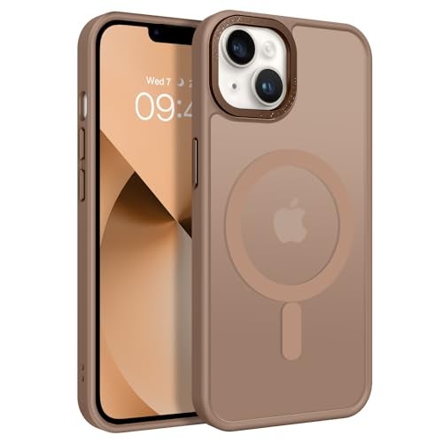 BENTOBEN Magnetic for iPhone 13 Case & iPhone 14 Case [Compatible with Magsafe] Translucent Matte Phone Case iPhone 13/14 6.1 inch Slim Thin Shockproof Women Men Protective Cover, Brown - Image 1