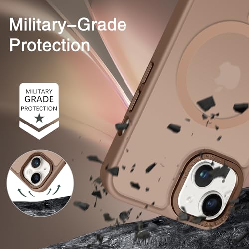 BENTOBEN Magnetic for iPhone 13 Case & iPhone 14 Case [Compatible with Magsafe] Translucent Matte Phone Case iPhone 13/14 6.1 inch Slim Thin Shockproof Women Men Protective Cover, Brown - Image 3