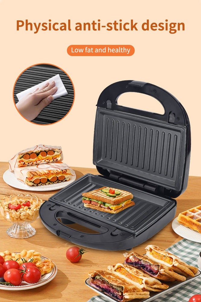 sokany 7-In-1 Sandwich Makers,Non-Stick Multi Snack Maker with Detachable Sandwich/Grill/Waffle/Donut/Nutty/ Cookies/Shell Cake Plates | Indicator Light with Auto Cut-OFF feature | Anti-skid Feet 750 W SK-B907 Black/Silver - Image 4