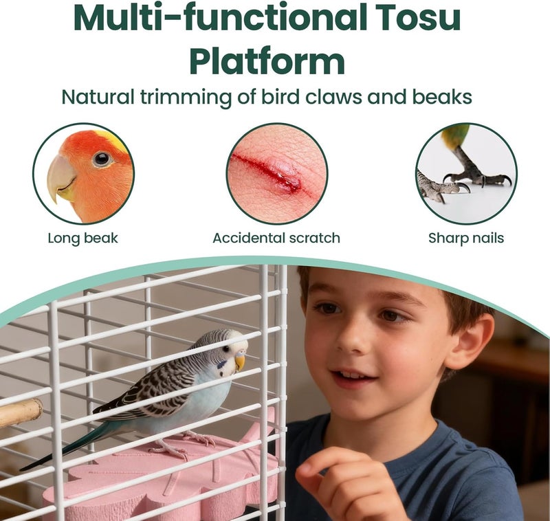 KASTWAVE Practical build Bird Perches for Cage, 3 PCS 2.8 * 4.3 in Anti Slip Abrasive Surface Parrot Perch Stand Toy, Natural Beak Paw Grinding Stone Stick Platform for Parrot, Budgies, Chinchilla, Cockatiel Varied dimensions - Image 3