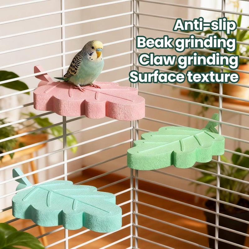 KASTWAVE Practical build Bird Perches for Cage, 3 PCS 2.8 * 4.3 in Anti Slip Abrasive Surface Parrot Perch Stand Toy, Natural Beak Paw Grinding Stone Stick Platform for Parrot, Budgies, Chinchilla, Cockatiel Varied dimensions - Image 2