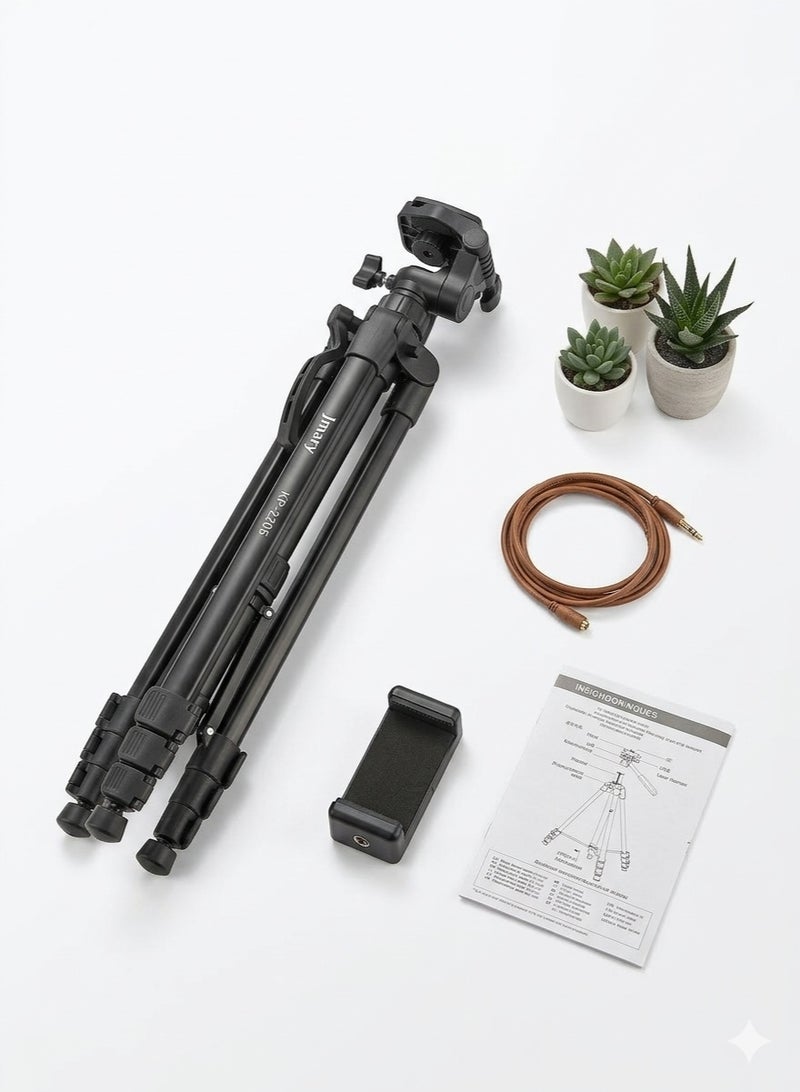Jmary Portable Tripod with Mobile Holder – Lightweight Aluminum Stand for DSLR, Action Camera & Smartphones, Adjustable Height with Stable Grip - Image 1