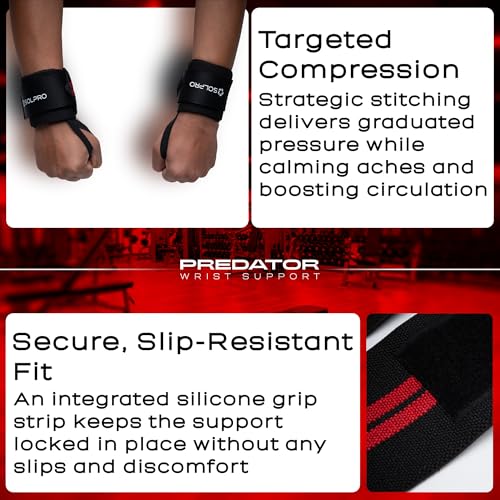 Solpro Predator Weight Lifting Wrist Support | Advanced Wrist Support for Powerlifting & Strength Training (Black/Red) - Image 5
