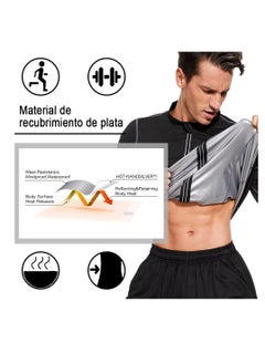 SYOSI Men Sauna Suit Sweat Suits Durable Gym Exercise Workout Jacket Weight Loss Top Man Sweat Top Zipper Slimming Fitness Size L  - Image 3
