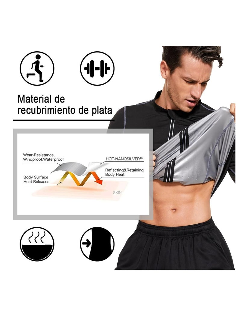 SYOSI Men Sauna Suit Sweat Suits Durable Gym Exercise Workout Jacket Weight Loss Top Man Sweat Top Zipper Slimming Fitness Size L  - Image 3