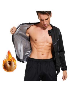 SYOSI Men Sauna Suit Sweat Suits Durable Gym Exercise Workout Jacket Weight Loss Top Man Sweat Top Zipper Slimming Fitness Size L  - Image 1