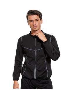 SYOSI Men Sauna Suit Sweat Suits Durable Gym Exercise Workout Jacket Weight Loss Top Man Sweat Top Zipper Slimming Fitness Size L  - Image 4