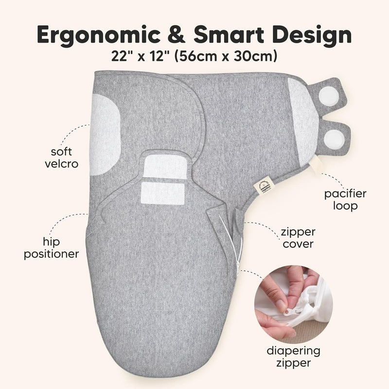 KeaBabies Baby Swaddle Sleep Sacks with Zipper - 3-Pack Swaddles for Newborns 0-3 Months, Infant, Baby Girls, Boys, Soft & Durable Newborn Sleep Sack, Easy Diaper Change Swaddling Blanket (Cloud) - Image 3