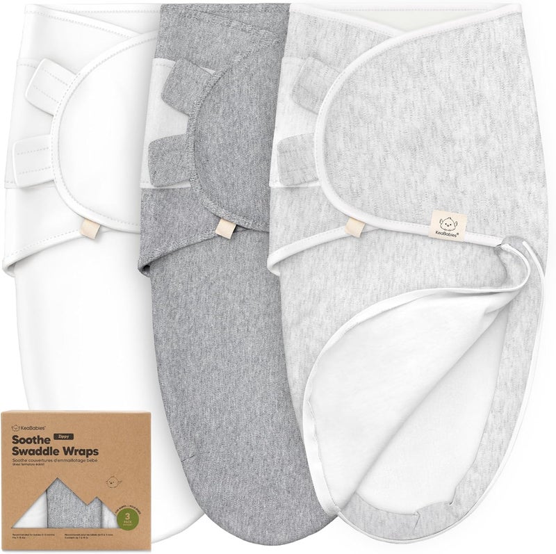 KeaBabies Baby Swaddle Sleep Sacks with Zipper - 3-Pack Swaddles for Newborns 0-3 Months, Infant, Baby Girls, Boys, Soft & Durable Newborn Sleep Sack, Easy Diaper Change Swaddling Blanket (Cloud) - Image 1