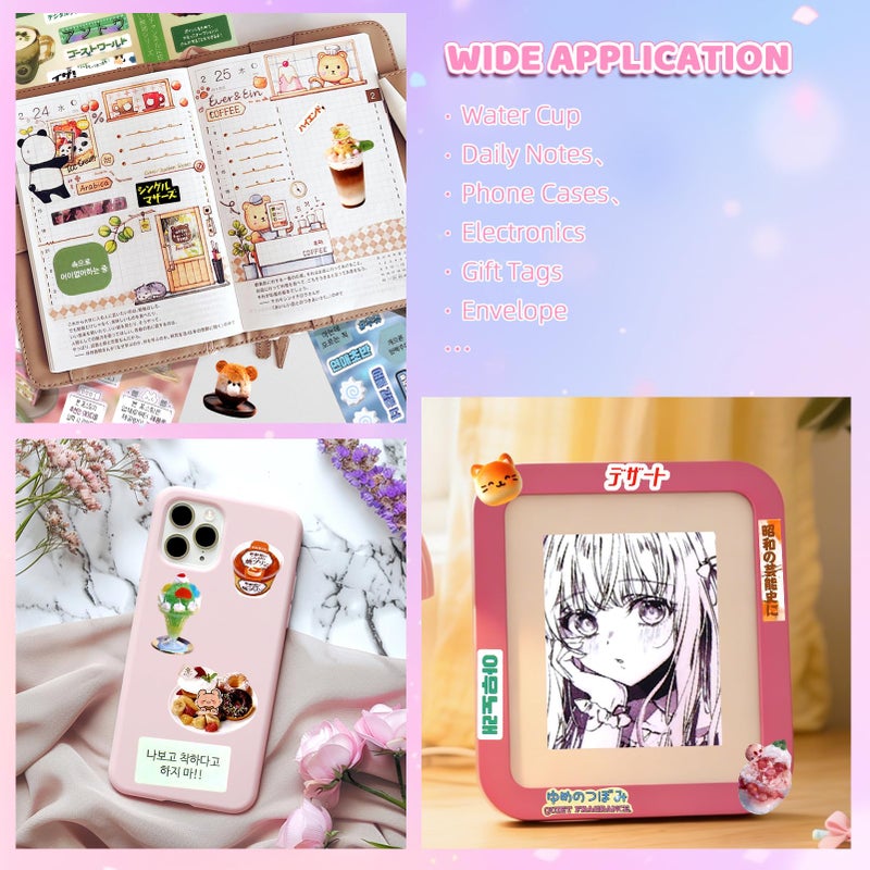 Tmtains 1300Pcs Japanese Sticker Book Kawaii Heisei Retro Stickers for Journaling Adults Y2k Cute Scrapbook Stickers Travel Bulk Aesthetic Korean Sticker Toploader Decor Manga Style Gifts 45 Page Time - Image 3