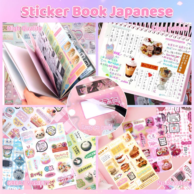 Tmtains 1300Pcs Japanese Sticker Book Kawaii Heisei Retro Stickers for Journaling Adults Y2k Cute Scrapbook Stickers Travel Bulk Aesthetic Korean Sticker Toploader Decor Manga Style Gifts 45 Page Time - Image 2