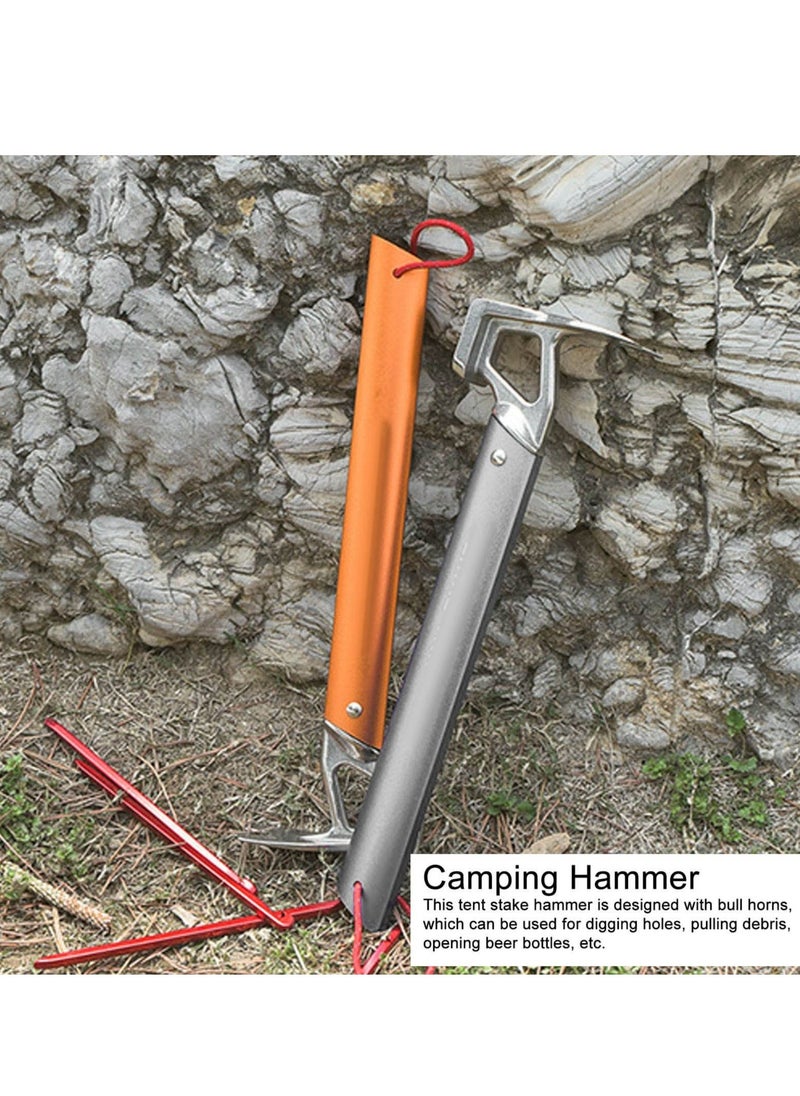SYOSI Camping Hammer, Tent Stake Hammer, Stainless Steel Ox Horn Head Tent Stake Hammer with Aluminium Handle, Tent Mallet for Camping Hiking Backpacking Gardening (Gray)  - Image 2
