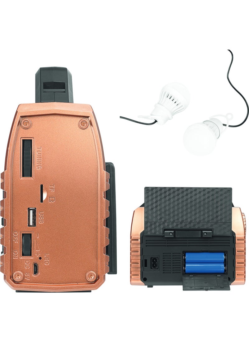 MIKADO - MDR-325 Wooden USB-TF Supported Fm/am/sw/bt+Solar+Power Bank 3 Band Classic Radio - Image 1