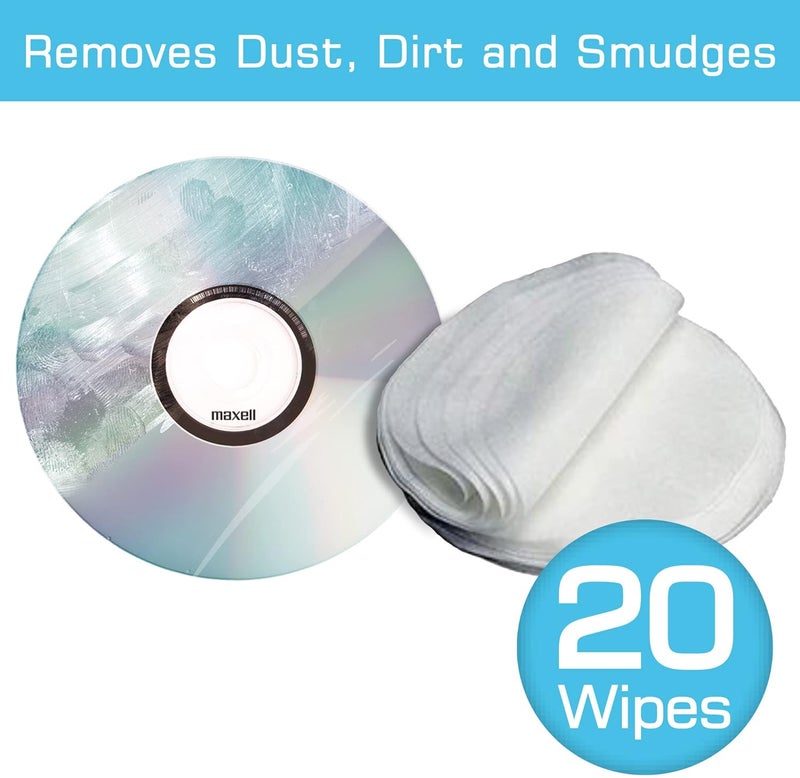Maxell Maxell CD  DVD Quick Wipes Remove Dirt dust and smudges Great for DVDs CDs Playstation Discs and Xbox Discs 20PK 190511 - Image 2