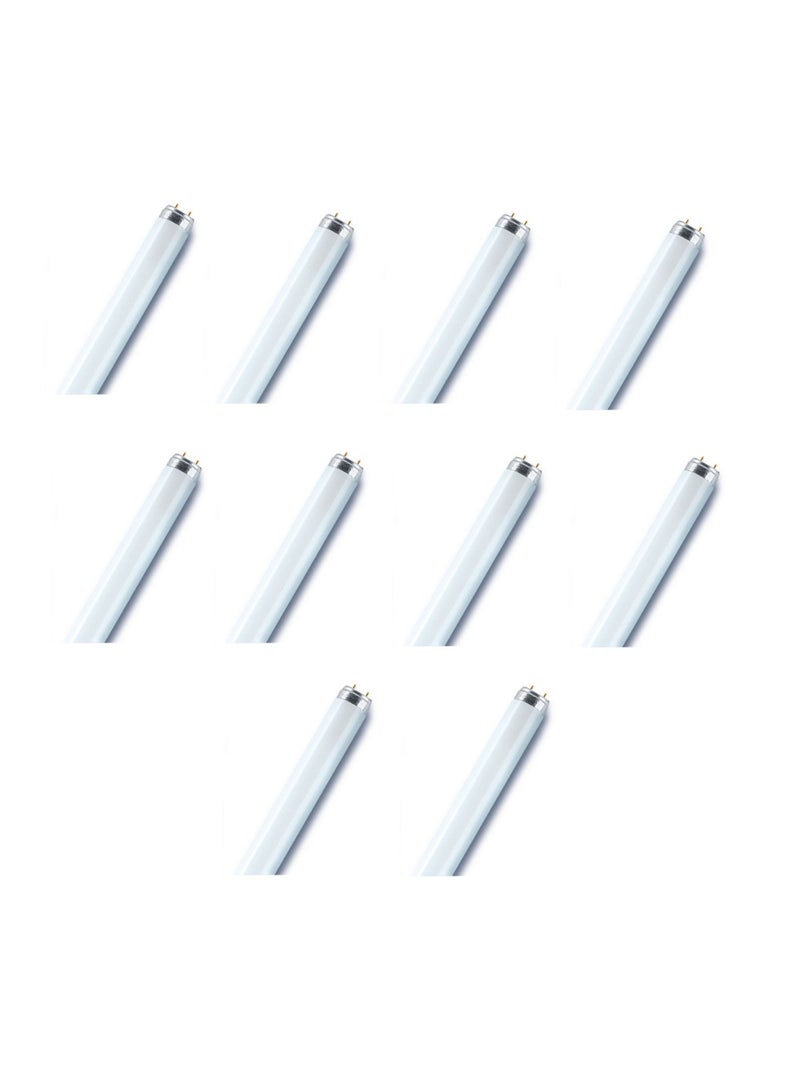 Osram/ Ledvance Fluorescent Tube Light Triphosphor 18 Watts T8 L 6500k Daylight G13 Base 0.6 m- Pack of 10 - Image 1