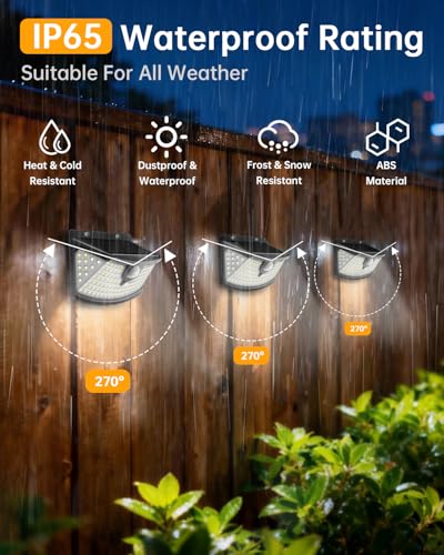 Aootek New Solar Motion Sensor Lights 120 LEDs with Lights Reflector270 Wide Angle IP65 Waterproof Step Lights for Front Door Yard Garage Deck Black Daylight White 8Pack - Image 3