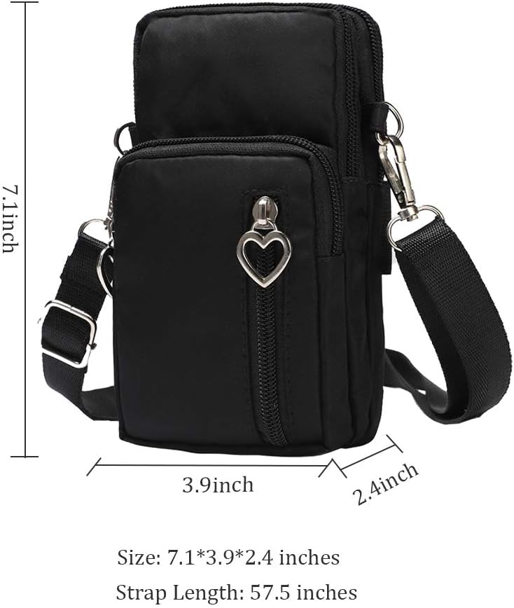 WATACHE Outdoor Sweat-Proof Running Armbag Cross-Body Shoulder Casual Wallet Purse Crossbody Bag Gym Fitness Cell Phone Key Holder for iPhone 13 12 Pro Max Xs Max/Xr,Galaxy Note 10, P30 Pro,Black - Image 3