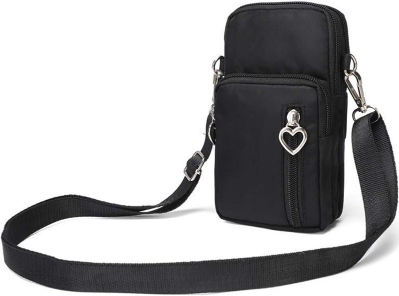 WATACHE Outdoor Sweat-Proof Running Armbag Cross-Body Shoulder Casual Wallet Purse Crossbody Bag Gym Fitness Cell Phone Key Holder for iPhone 13 12 Pro Max Xs Max/Xr,Galaxy Note 10, P30 Pro,Black - Image 1