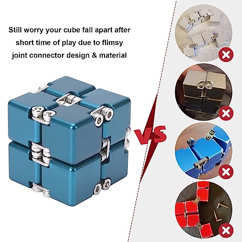 Lifidea Aluminum Alloy Metal Infinity Cube Fidget Cube (6 Colors) Handheld Fidget Toy Desk Toy with Cool Case Infinity Magic Cube Relieve Stress Anxiety ADHD OCD for Kids and Adults (Blue) - Image 4