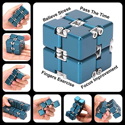 Lifidea Aluminum Alloy Metal Infinity Cube Fidget Cube (6 Colors) Handheld Fidget Toy Desk Toy with Cool Case Infinity Magic Cube Relieve Stress Anxiety ADHD OCD for Kids and Adults (Blue) - Image 5