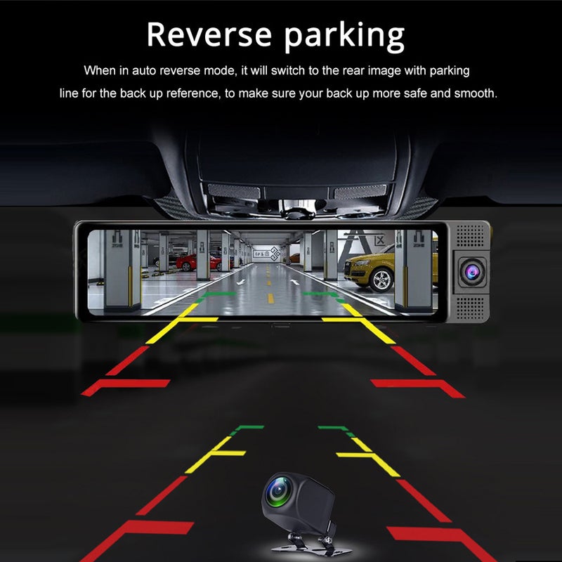 3 Cameras Dash Cam Clear Car Rearview Mirror Car Video Recording Camcorder Wide Angle Car Camera Auto Driving Recorder WIFI Interconnection Auto Safety Driving Recorder - Image 4