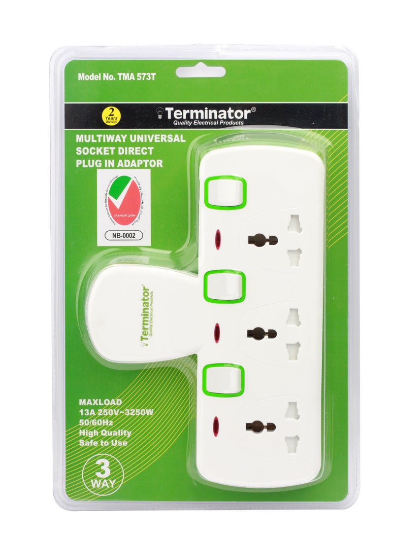 محول T-Socket متعدد 3 اتجاهات مع مفاتيح فردية من Terminator - Image 2