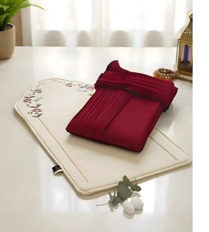 Padded foam prayer mat set with cool, comfortable, luxurious fabric. - Image 1