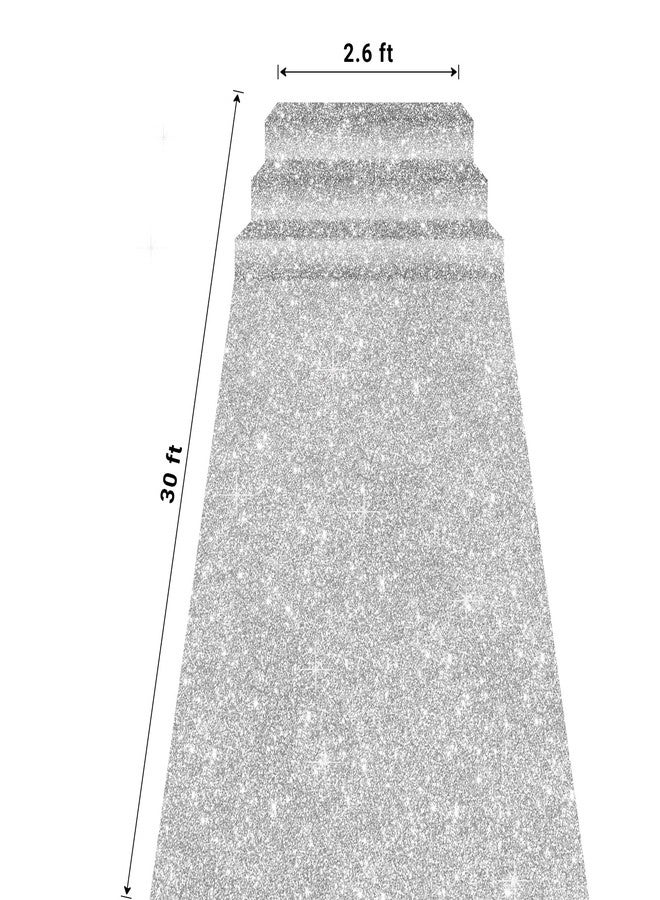UBCGOTT Glitter Carpet Runner for Party -200 GSM Thickness Non-Woven Fabric Runner Rug with Adhesive Tape, Hollywood Carpet for Event, Aisle Runner for Wedding Ceremony (Glitter Silver, 2.6FTx15FT) - Image 5