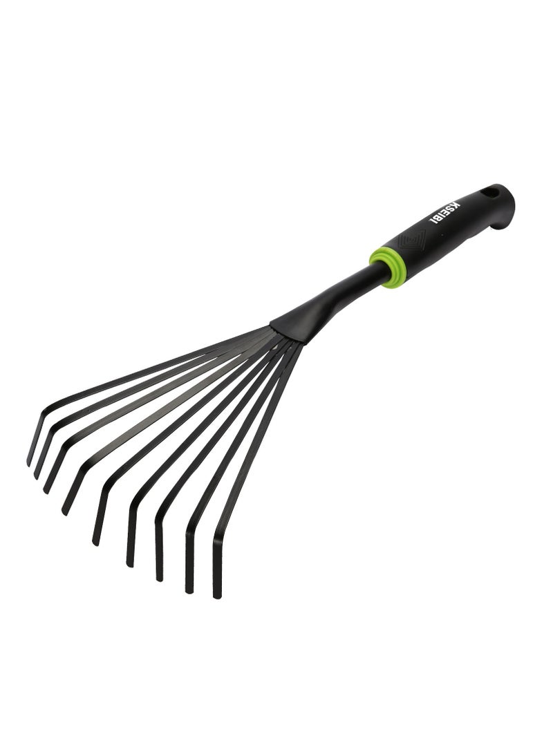KSEIBI Garden Leaf Rake, Garden Rake for Leaves Lawns Heavy Duty, Yard Gardening Hand Tools, Rubber Handle, for Clean Up Debris, Grass, Leaves, Lawns Camping Shrubs and Rose Bushes Heavy Duty. - Image 1