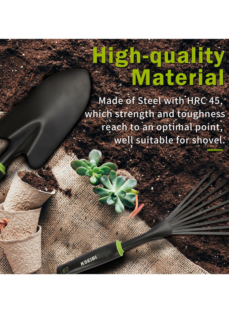 KSEIBI Garden Leaf Rake, Garden Rake for Leaves Lawns Heavy Duty, Yard Gardening Hand Tools, Rubber Handle, for Clean Up Debris, Grass, Leaves, Lawns Camping Shrubs and Rose Bushes Heavy Duty. - Image 3