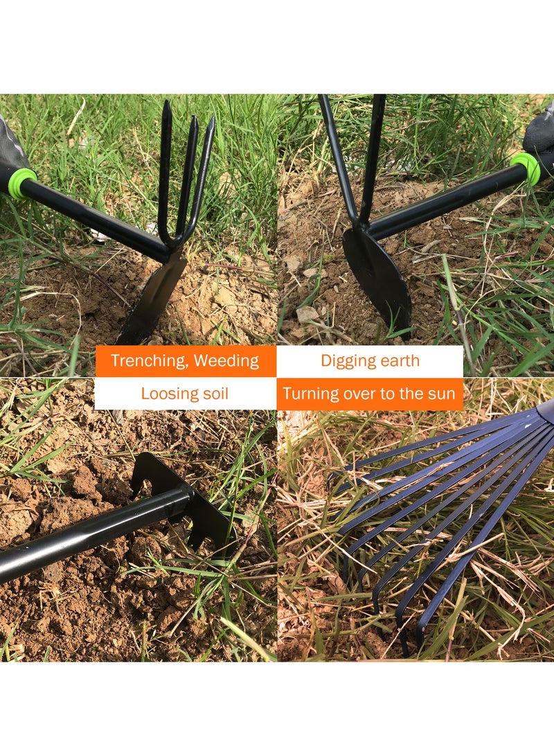 KSEIBI Garden Leaf Rake, Garden Rake for Leaves Lawns Heavy Duty, Yard Gardening Hand Tools, Rubber Handle, for Clean Up Debris, Grass, Leaves, Lawns Camping Shrubs and Rose Bushes Heavy Duty. - Image 4
