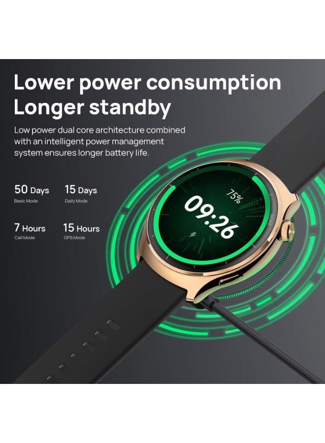 ميبرو ساعة Mibro Lite 3 Pro الذكية بشاشة AMOLED مقاس 1.32 بوصة، مكالمات بلوتوث، GPS، مستشعر حركة 10 محاور، مقاومة للماء 5ATM، بطارية تدوم حتى 15 يوم – ذهبي - Image 4