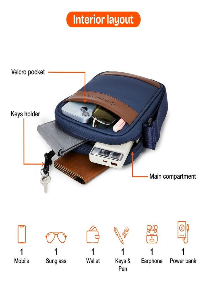 Nasher Miles Compact Sinsa Sling Bag | Crossbody Bag | PU One Shoulder Bag| Multipurpose Travel Bag | Ideal for Daily Use, Office, Travel, Hiking (Navy Blue) - Image 4