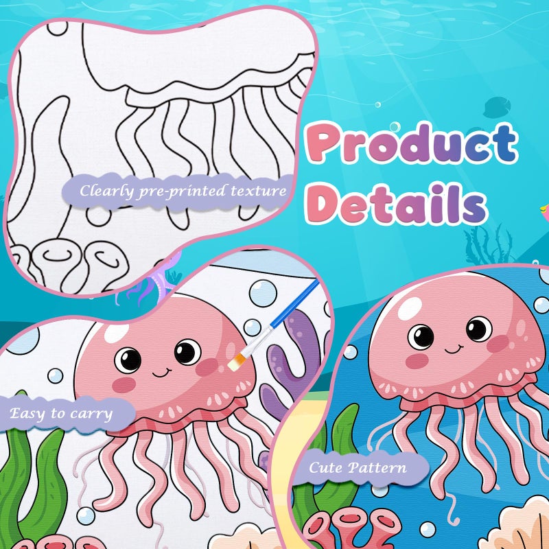 Anseal 12 Packs Pre Drawn Canvas to Paint, 4" X 4" Ocean Pre-Printed Paint Party, Pre Stretched Canvas Outline Painting Boards for Beginners, Party Favor - Image 4