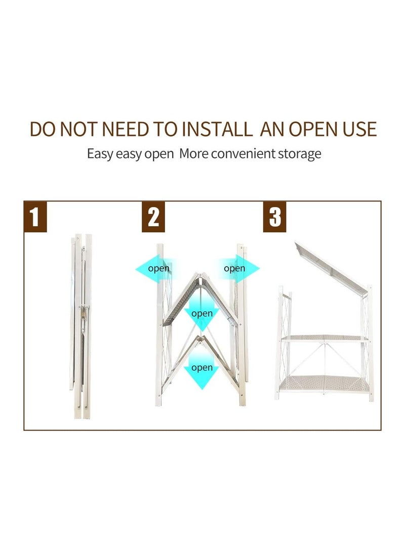 بلومنغ تايم وحدة رف تخزين قائم قابل للطي من 3 طبقات مع عجلة للمطبخ والمرآب وخزانة المنزل وأرفف المكتب شديدة التحمل - Image 3