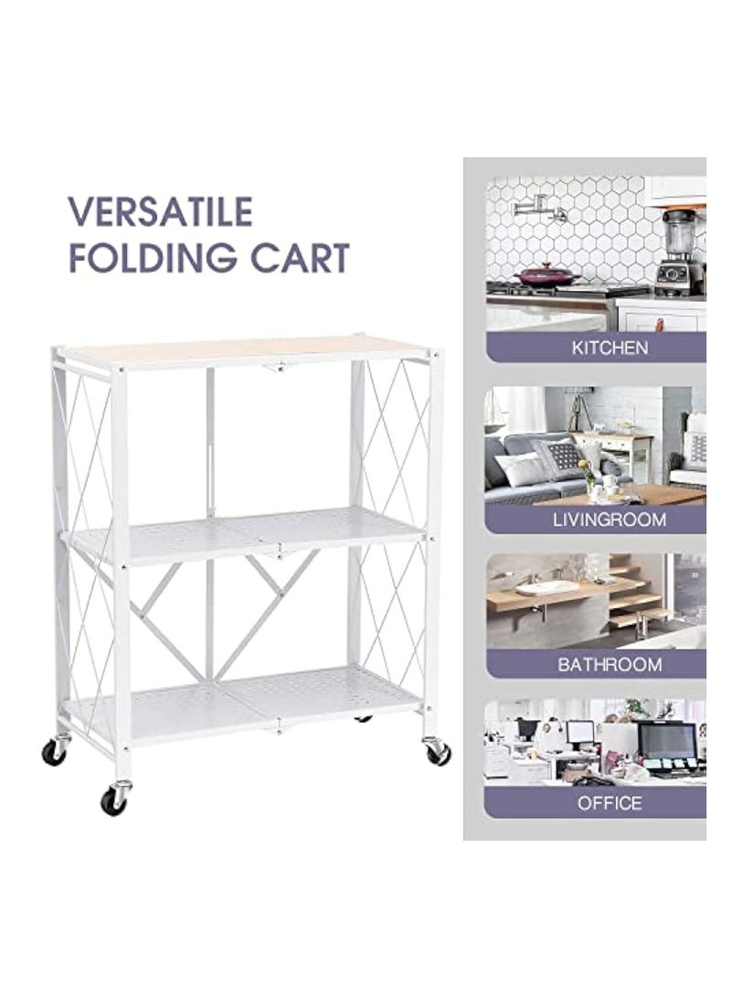 بلومنغ تايم وحدة رف تخزين قائم قابل للطي من 3 طبقات مع عجلة للمطبخ والمرآب وخزانة المنزل وأرفف المكتب شديدة التحمل - Image 5