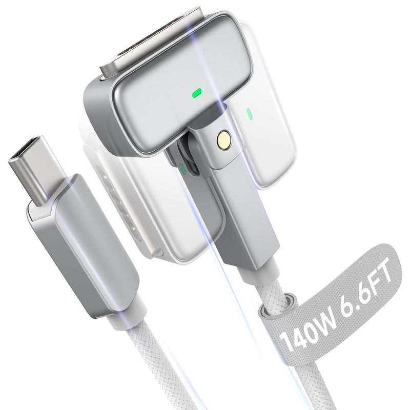 Hugener Magnetic 3 Rotating Cable USB-C 6.6FT Compatible with M4/M3/M2 MacBook Air Pro Charger, 140W Magnetic Safe 3 Cable for MacBook Air (13"/15" 2025/2024/2023/2022), Pro (16"/14" 2024/2023/2021) - Image 1