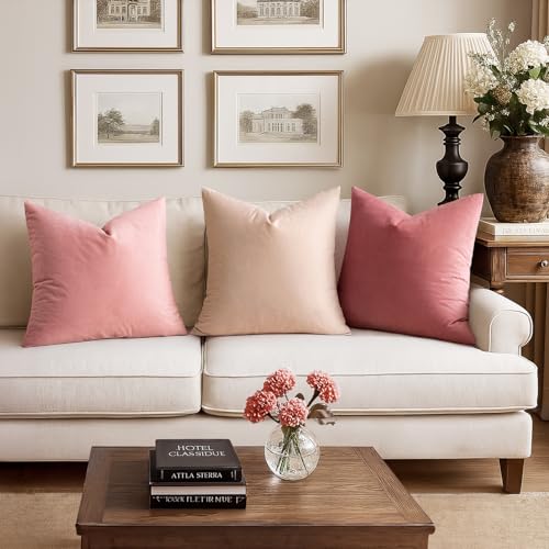 MIULEE Velvet Throw Pillow Covers 18x18 Inch Pack of 2 Dusty Pink Soft Solid Decorative Pillow Covers Cushion Cases Modern Luxury Valentines Home Decor for Spring Couch Sofa Bedroom Livingroom - Image 3