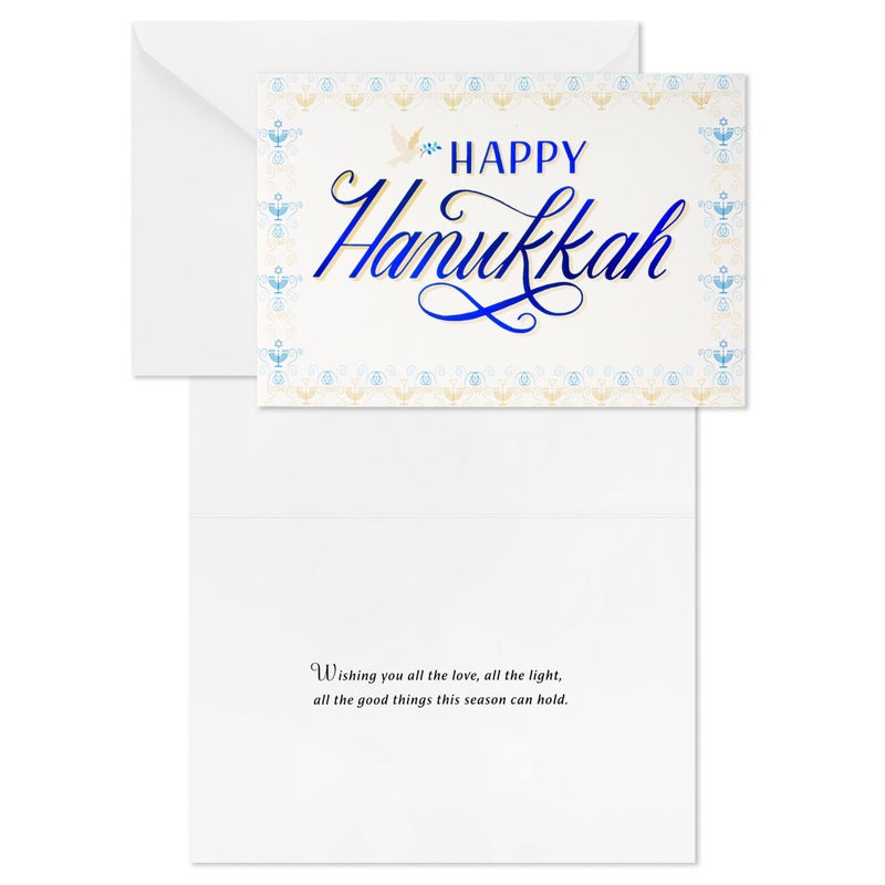 Hallmark Tree of Life Bulk Hanukkah Boxed Cards (40 Cards and 40 Envelopes) Blue with Gold Foil Menorahs  Star of David  Peace Dove - Image 4