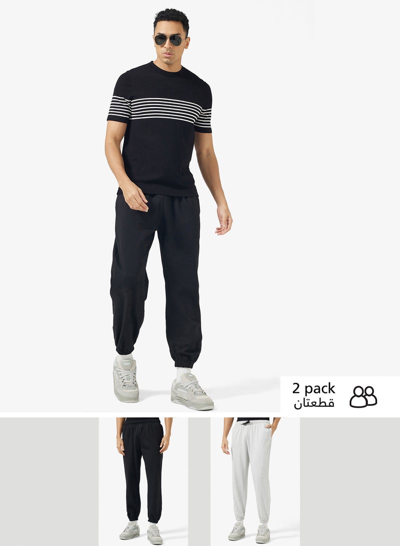 Seventy Five Basics Pack of 2 Elastic Hem Joggers - Image 1