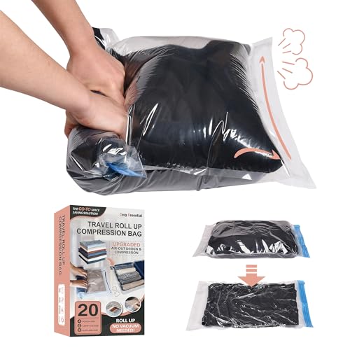 Cozy Essential Compression Bags for Travel - Travel Essentials - 20 Pack Space Saver Bags - No Vacuum Needed - Compression Packing Bags for Cruise Accessories - Image 1