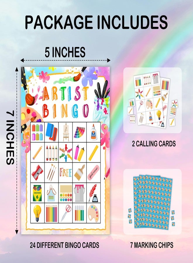 Mueddur Art Party Bingo Game Card, Artist Bingo Set for Art Lovers Adults Large Group, Painting Themed Birthday Party Supplies, Holiday Games for 24 Players -24 - Image 2