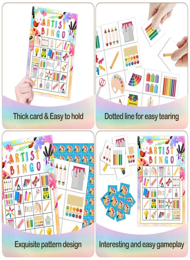 Mueddur Art Party Bingo Game Card, Artist Bingo Set for Art Lovers Adults Large Group, Painting Themed Birthday Party Supplies, Holiday Games for 24 Players -24 - Image 3