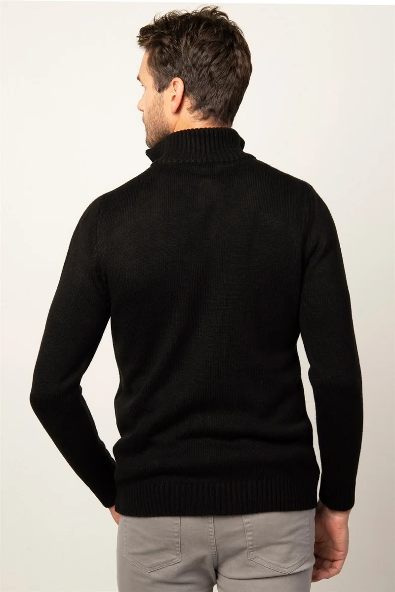 تودورس Slim Fit Narrow Cut Stand Collar Zippered Men's Sweater