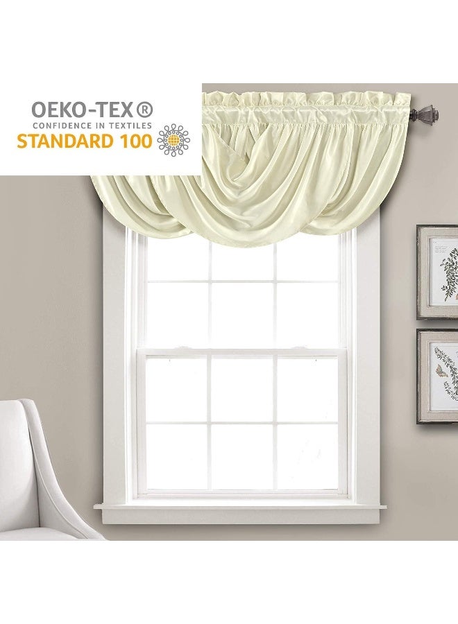 Lush Decor Lucia Elegant Waterfall Valance for Living Room Kitchen, and Bedroom, Soft Polyester Window Curtain, Single -Ivory (42"W x 18"L) - Image 5