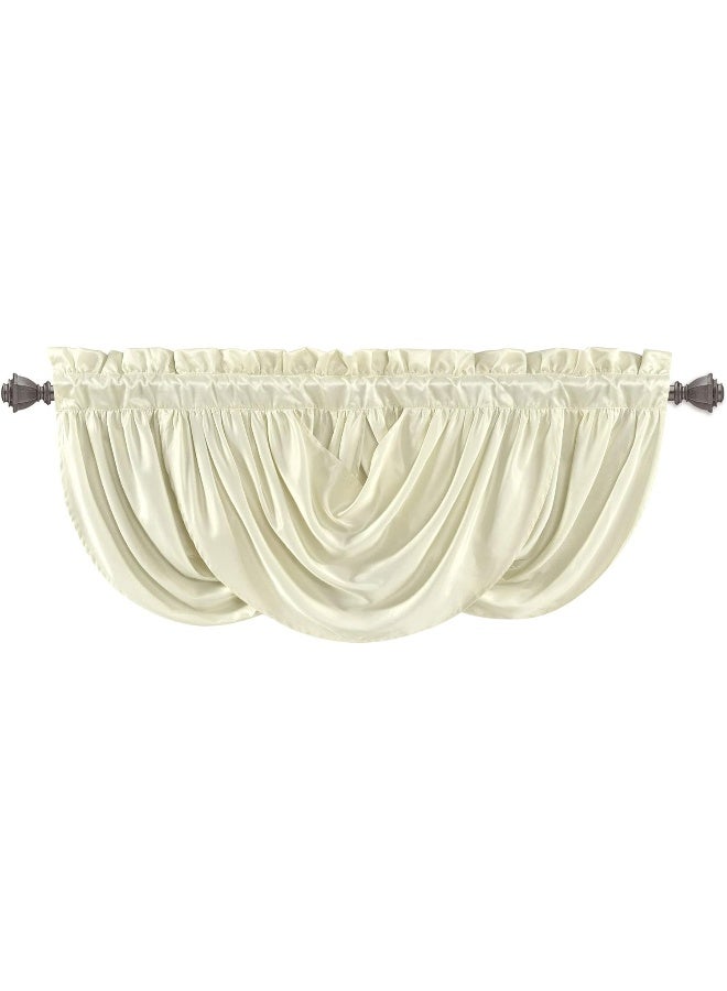 Lush Decor Lucia Elegant Waterfall Valance for Living Room Kitchen, and Bedroom, Soft Polyester Window Curtain, Single -Ivory (42"W x 18"L) - Image 4