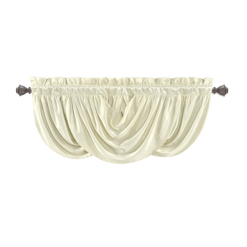 Lush Decor Lucia Elegant Waterfall Valance for Living Room Kitchen, and Bedroom, Soft Polyester Window Curtain, Single -Ivory (42"W x 18"L) - Image 3