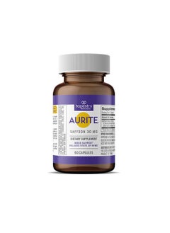Aurite Saffron Supplement Stress Management Mood Support Long Term Memory For Women & Men. 60 Count Vegetarian Friendly Non Gmo Gluten Free Soy Free. Quality Saffron Extract  - Image 2